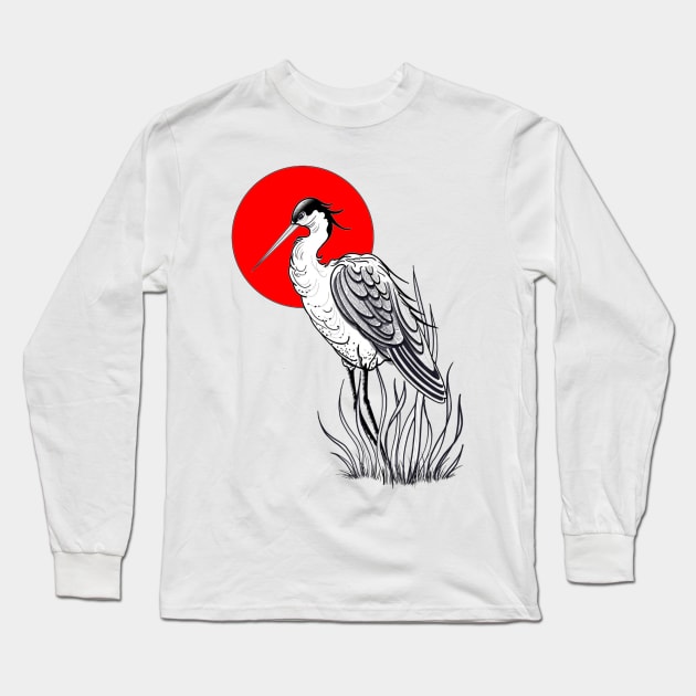 Crane tattoo style Long Sleeve T-Shirt by susyrdesign